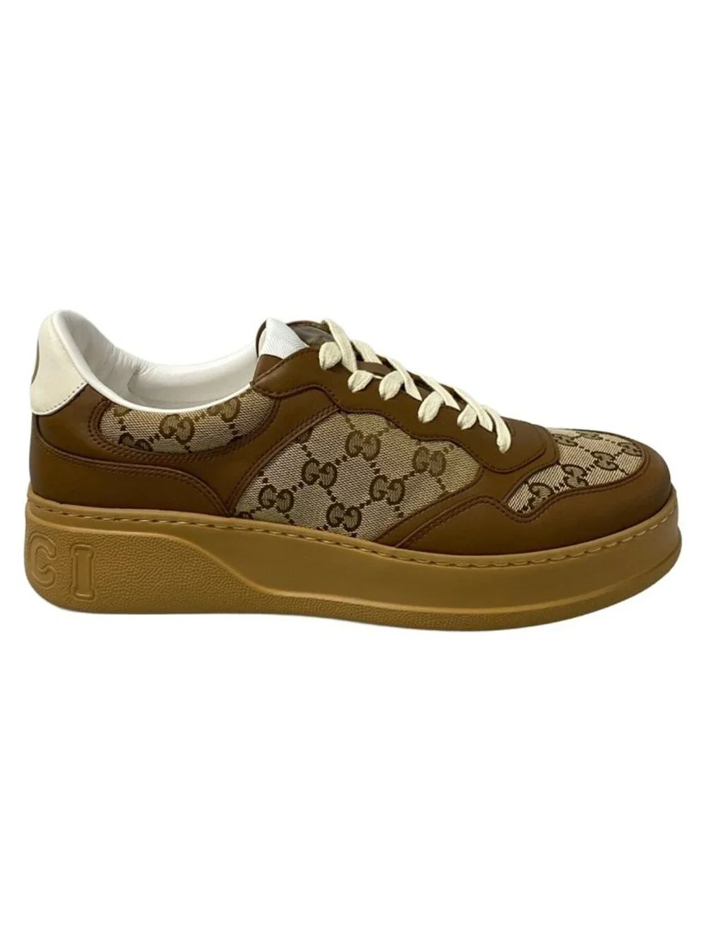Gucci Sneakers 10.5 GG Pattern Brown Dark Leather